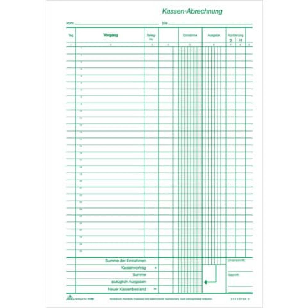 Kassenbuch ohne Umsatzsteuer 2x50 Bl. DIN A4, Durchschreibepapier nummeriert RNK 3149 (4002871314909)