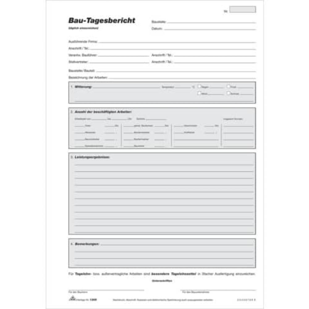Bau-Tagesbericht Block 3x50 Blatt DIN A4, mit Durchschreibepapier RNK 1306 (4002871130608)
