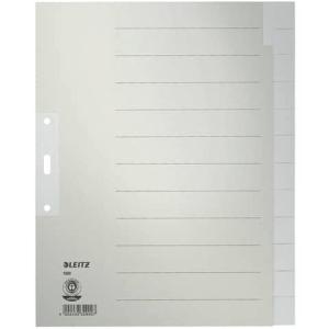 1222 Register Tauenpapier blanko A4 Überbreite 12 Blatt grau Leitz 1222-00-85 (4002432329007)