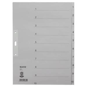 1232 Zahlenregister 1-10, Papier A4 Überbreite 10 Blatt grau Leitz 1232-00-85 (4002432328840)