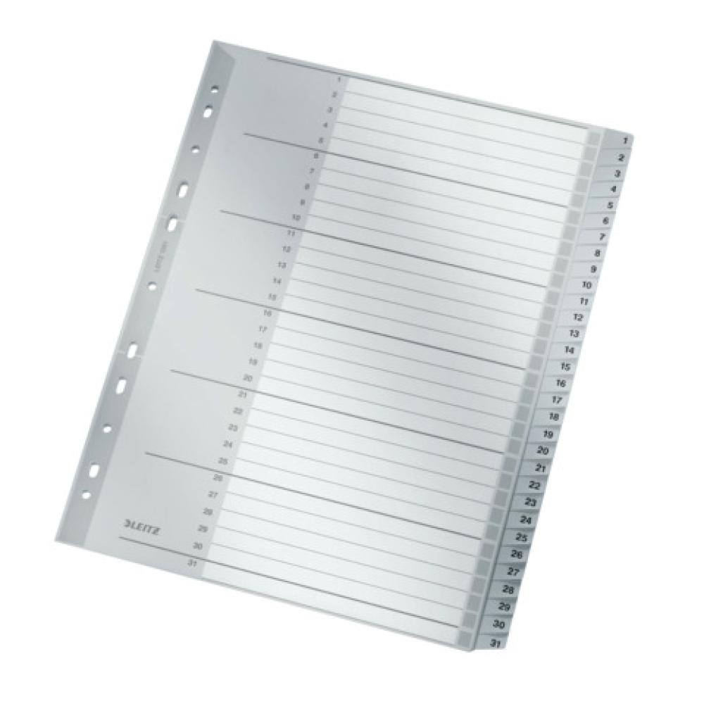 Leitz Ordnerregister 1281 Din A4 Vollformat, überbreite 1-31 Grau 31-teilig, 1 Satz 12810000 (4002432301836)