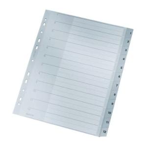 Leitz Ordnerregister 1282 Vollformat, überbreite 1-12 Grau 12-teilig, 1 Satz 12820000 (4002432301850)