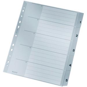 1283 Zahlenregister 1-5, PP A4 Überbreite 5 Blatt grau Leitz 1283-00-85 (4002432341498)