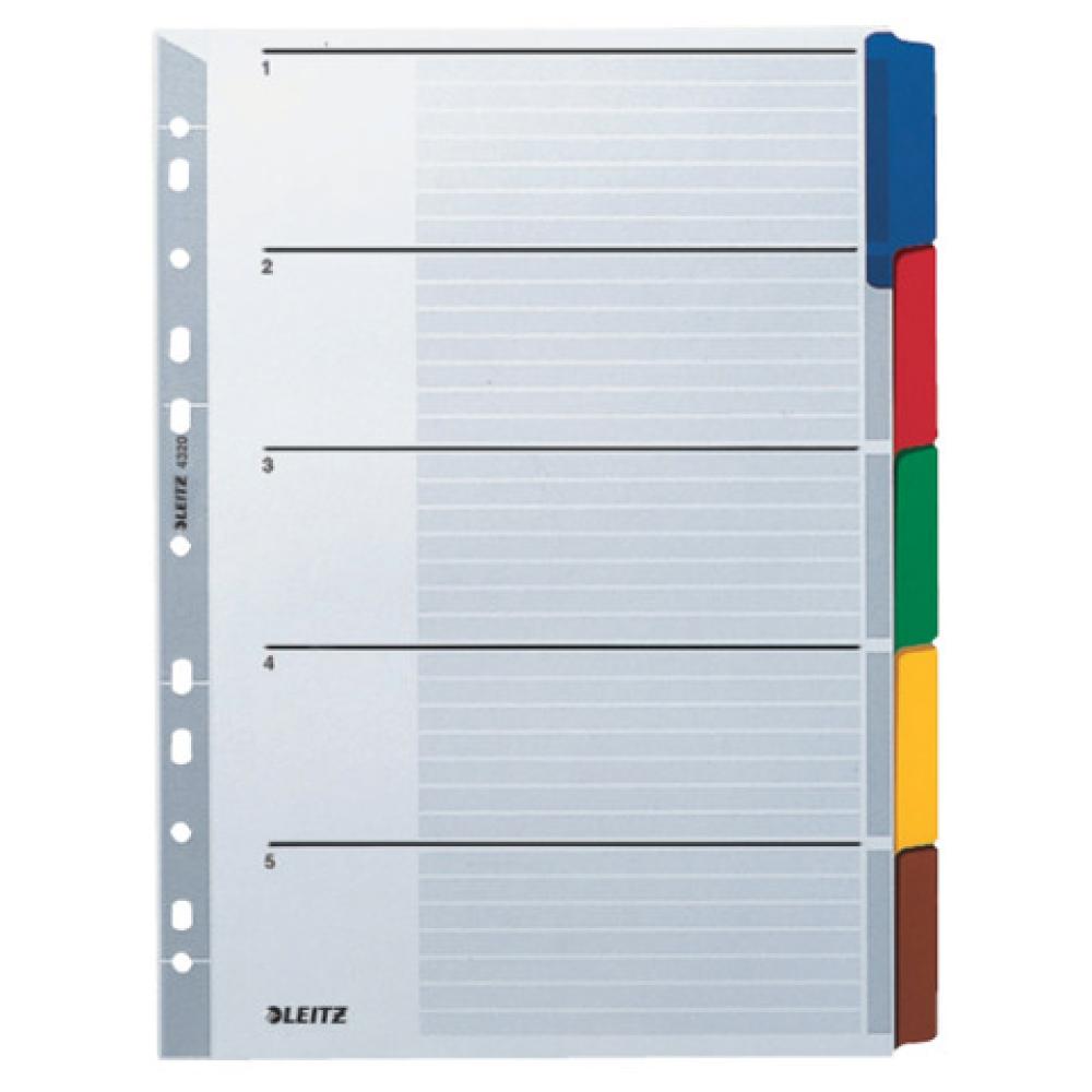 4320 Register blanko Karton A4, 5 Blatt Taben 5-farbig Leitz 4320-00-00 (4002432309221)