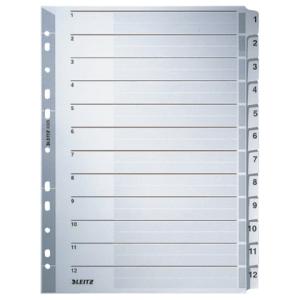 4325 Zahlenregister 1-12, A4, Karton 12 Blatt grau Leitz 4325-00-00 (4002432309306)