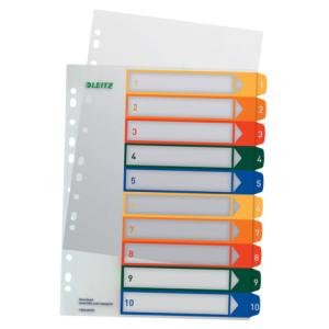 Leitz Ordnerregister 1293 Vollformat, überbreite 1-10 Farbig 10-teilig, 1 Satz 12930000 (4002432358465)