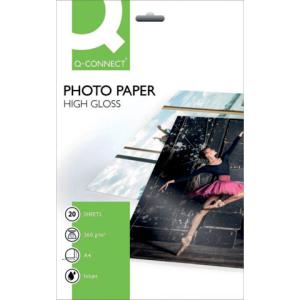 Inkjet-Photopapiere A4, hochglänzend 260 g qm 20 Blatt Q-CONNECT KF02163 (5705831021631)