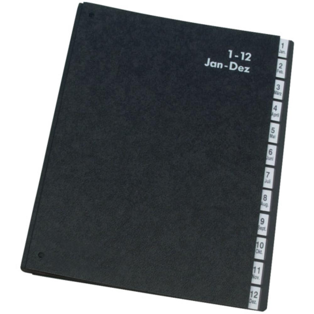 Pultordner Hartpappe 1 12, 12 Fächer Farbe schwarz Q-CONNECT KF04562 (5705831045620)