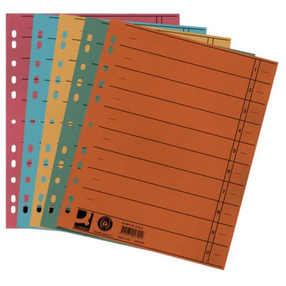 Trennblätter durchgefärbt A4 Überbreite sortiert (5 Farben) 100 Stück (5x20) Q-CONNECT KF00642 (5706002006426)