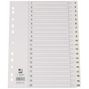 Zahlenregister 1 20, PP A4, 20 Blatt weiß Q-CONNECT KF00179 (5705831001794)