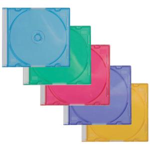 CD-Boxen Standard Slim Line für 1 CD DVD farbig sortiert Packung mit 25 Stück Q-CONNECT KF04384 (5706002043841)