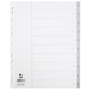 Zahlenregister 1 10, PP A4 Überbreite 10 Blatt grau Q-CONNECT KF01846 (5705831018464)