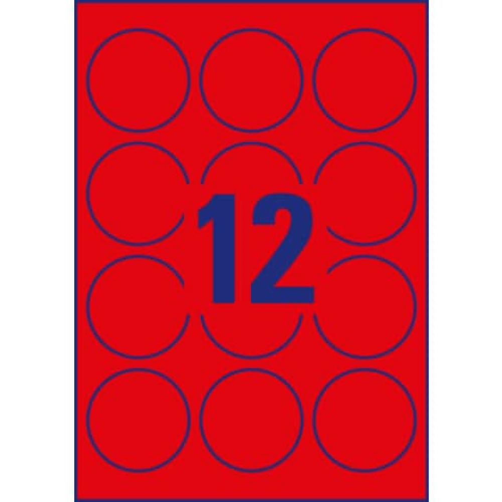 Etiketten in Sonderfarben  63,5 mm 25 Blatt 300 Etiketten neonrot AVERY ZWECKFORM L7670R-25 (4004182608401)