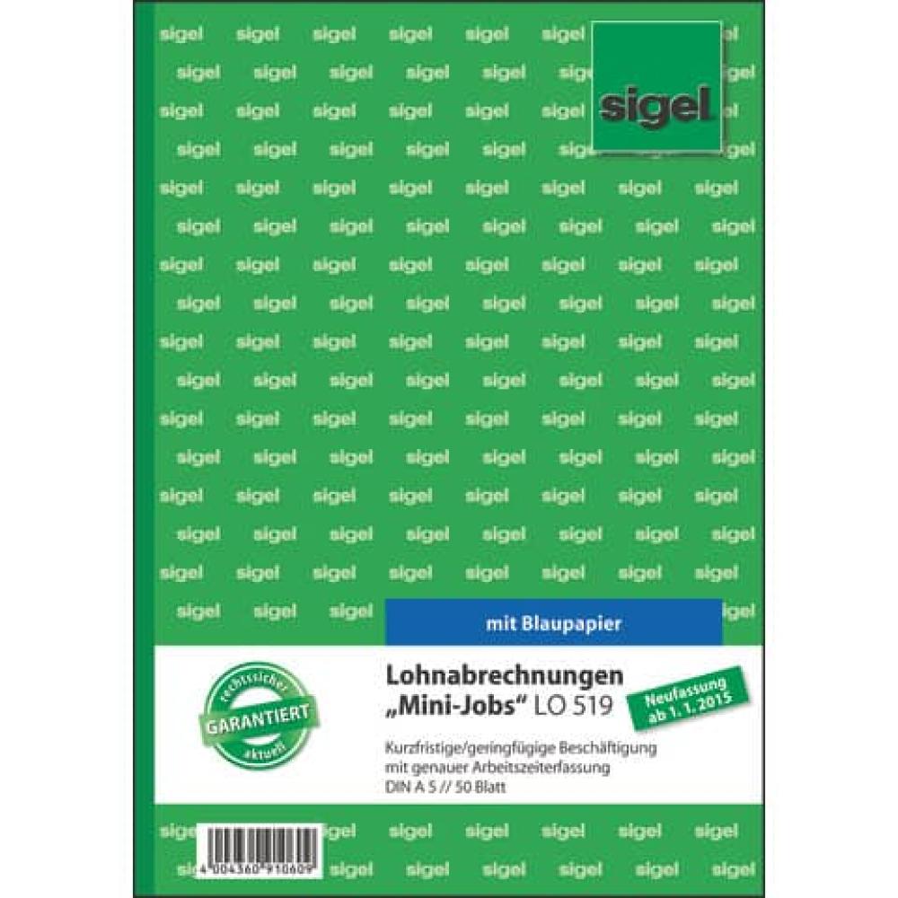 Lohnabrechnungen Mini-Jobs A5, 50 Blatt SIGEL LO519 (4004360910609)