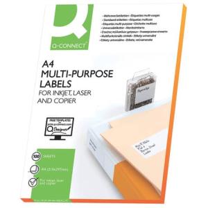 Inkjet+Laser+Kopier-Etiketten 105,0x57,0 mm weiß 1000 Stück 100 Q-CONNECT KF10658 (5705831106581)