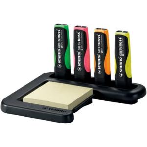 Umweltfreundlicher Textmarker GREEN BOSS 4er Tischset grün rosa orange gelb STABILO 6070/04 (4006381436885)