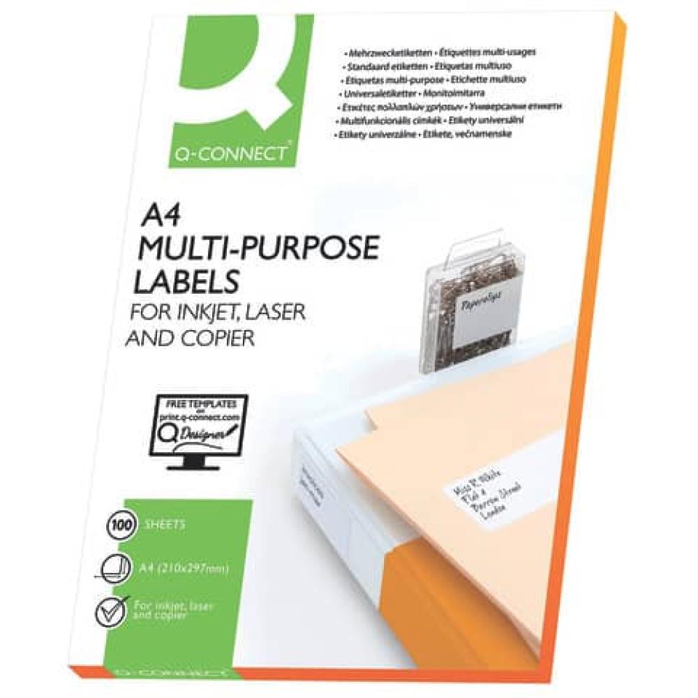 Inkjet+Laser+Kopier-Etiketten 96,5x42,3 mm weiß 1200 Stück 100 Q-CONNECT KF10652 (5705831106529)