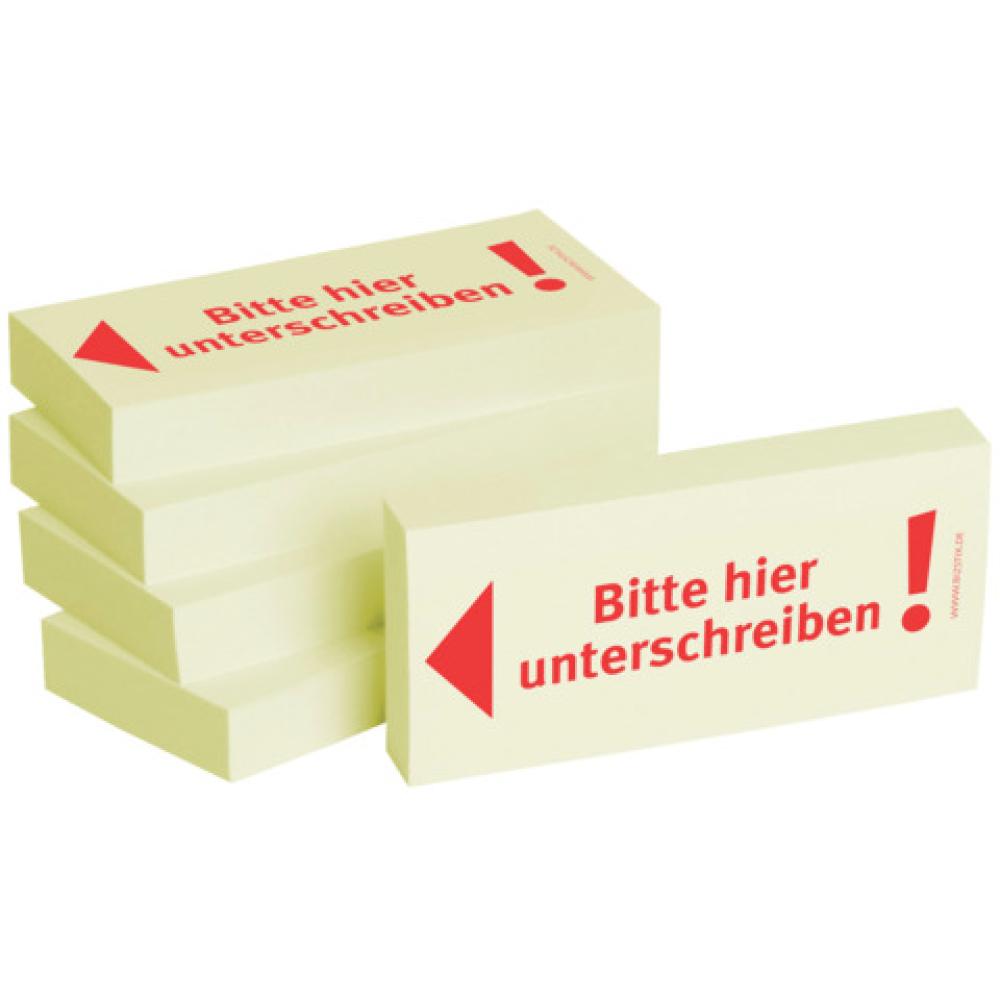 Haftnotizen Bitte hier unterschreiben 75x35 mm 5x 100 Blatt BIZSTIX 1301010143 (4260184863433)
