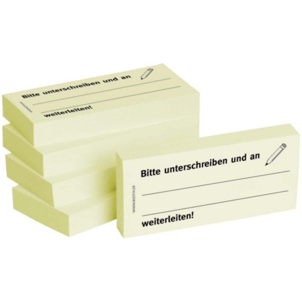 Haftnotizen Bitte unterschreiben und an weiterleiten 75x35 mm 5x 100 Blatt BIZSTIX 1301010111 (4260184863112)
