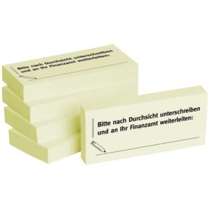 Haftnotizen Bitte nach Durchsicht unterschreiben und an Ihr Finanzamt weiterleiten: 75x35 mm 5x 100 Blatt BIZSTIX 130101