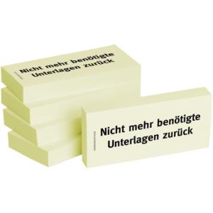 Haftnotizen Nicht mehr benötigte Unterlagen zurück 75x35 mm 5x 100 Blatt BIZSTIX 1301010108 (4260184863082)