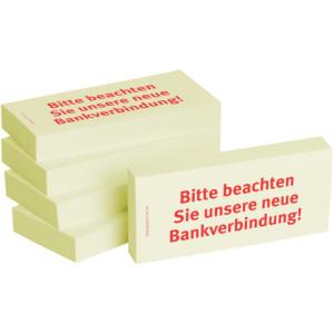 Haftnotizen Bitte beachten Sie unsere neue Bankverbindung 75x35 mm 5x 100 Blatt BIZSTIX 1301010140 (4260184863402)