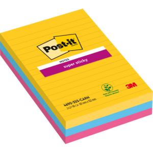 Haftnotiz Super Sticky Notes 101x152 mm liniert 3x 90 Blatt POST-IT 4690-3SS-CARN (0051141998848)