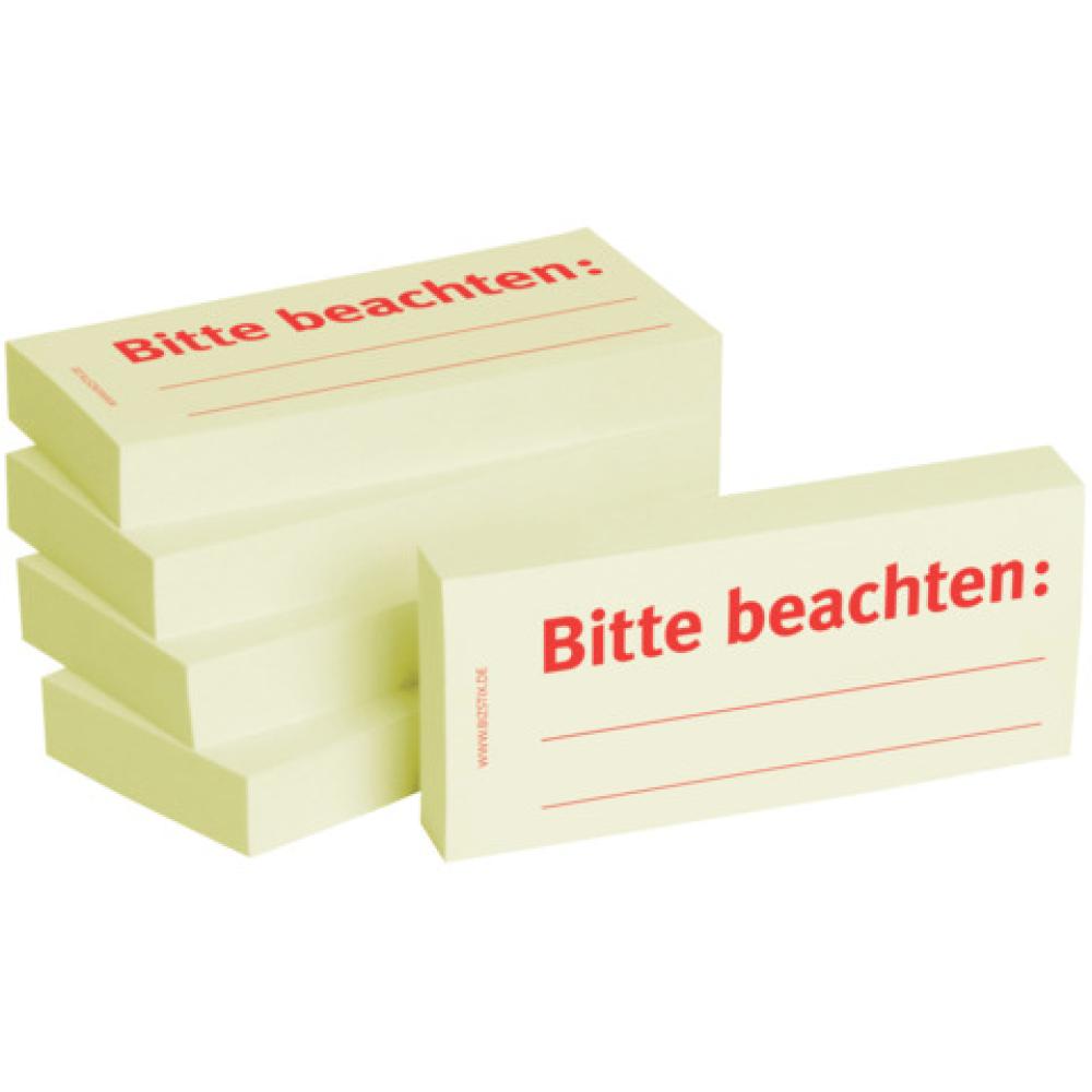 Haftnotizen Bitte beachten 75x35 mm 5x 100 Blatt BIZSTIX 1301010151 (4260184863518)