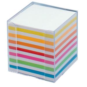 Notizbox glasklar 9,5x9,5x9,5cm Papier: weiß bunt ca. 700 Blatt FOLIA 9903 (4001868025491)