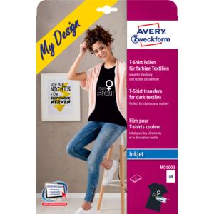 Textilfolien für farbige Textilien 210x297 mm 4 Blatt AVERY ZWECKFORM MD1003 (4004182045435)