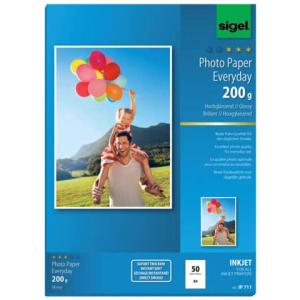 Inkjet Fotopapier Everyday A4, hochglänzend 200 g qm 50 Blatt SIGEL IP711 (4004360998898)