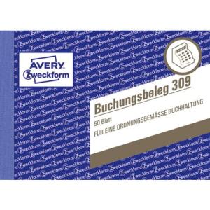 309 Buchungsbeleg DIN A6 quer mikroperforiert 50 Blatt weiß AVERY ZWECKFORM (4004182003091)