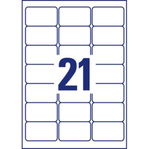 Adress-Etiketten (A4, Papier matt 525 Stück 63,5x38,1 mm) 25 Blatt weiß AVERY ZWECKFORM J8160-25 (4004182235324)