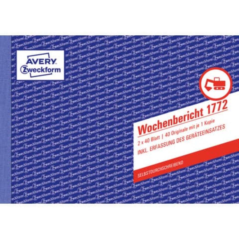 Wochenbericht DIN A5 quer selbstdurchschreibend 2x40 Blatt weiß gelb AVERY ZWECKFORM 1772 (4004182017722)