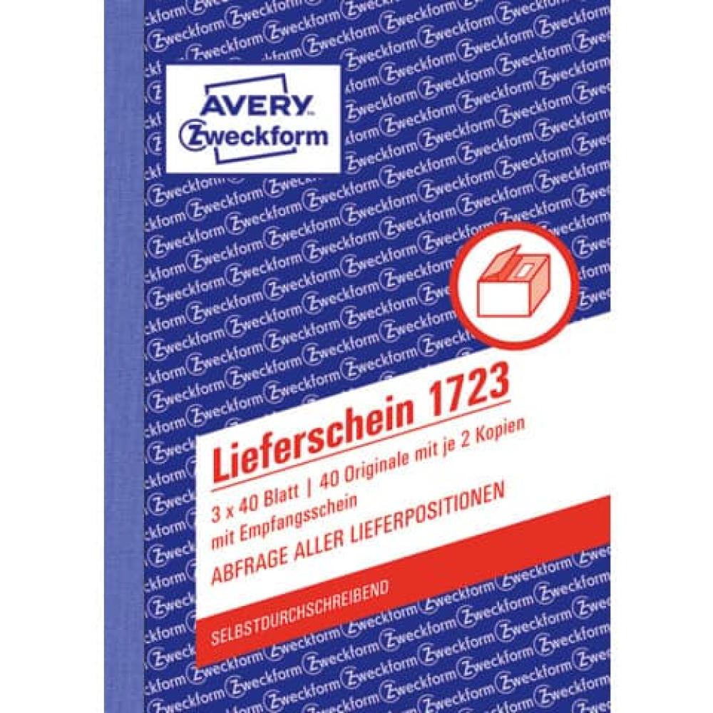 Lieferscheine mit Empfangsschein DIN A6, mit Empfangsschein 3x40 Blatt weiß gelb rosa AVERY ZWECKFORM 1723 (400418201723