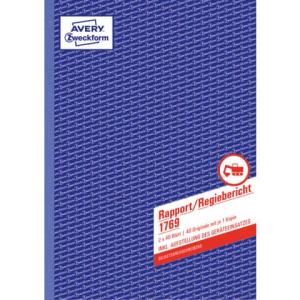 Rapport Regiebericht DIN A4, selbstdurchschreibend 2x40 Blatt weiß gelb AVERY ZWECKFORM 1769 (4004182017692)