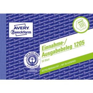 Einnahme- Ausgabebeleg DIN A6 quer fälschungssicher 50 Blatt weiß AVERY ZWECKFORM 1205 (4004182012055)