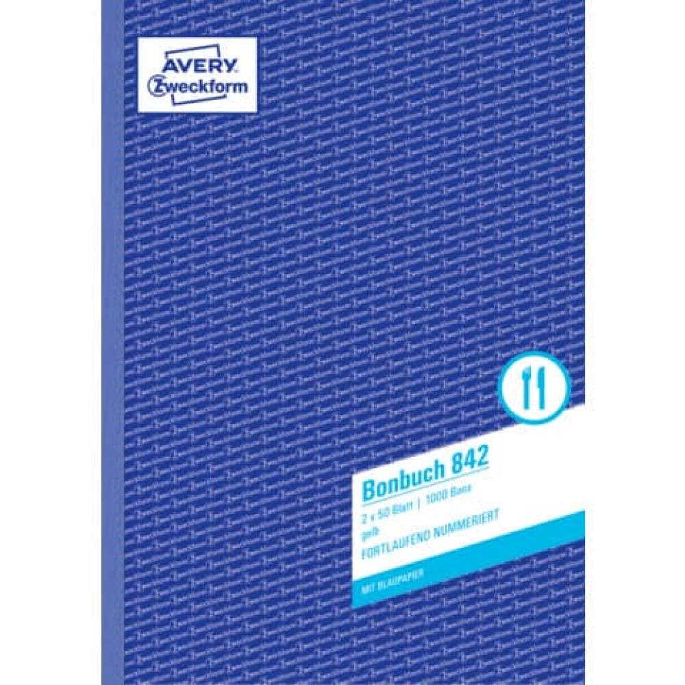 842 Bonbuch DIN A4, fortlaufend nummeriert 2x50 Blatt gelb weiß AVERY ZWECKFORM (4004182008423)