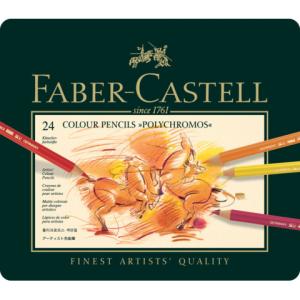 Künstlerfarbstifte POLYCHROMOS farbig sortiert im 24er Metalletui FABER CASTELL 110024 (4005401100249)