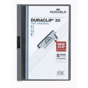 Klemm-Mappe DURACLIP 30 A4, transparent anthrazit DURABLE 2200 57 (4005546209203)