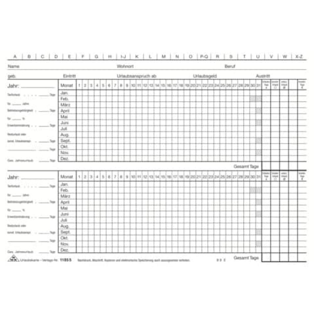 Urlaubskarte 100 Karten für 4 Jahre DIN A5 quer weiß RNK 118550 (4002871185509)