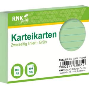 Karteikarten DIN A8, liniert grün 100 Karten RNK 115085 (4002871150859)