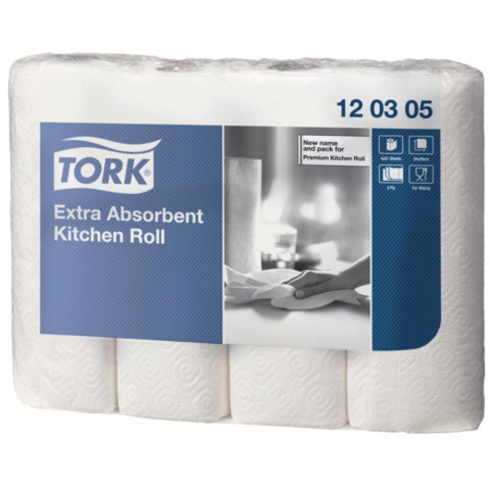 Premium Küchenrolle 26x24 cm 3-lagig weiß 4 Rollen je 51 Blatt TORK 120305 (7310791208299)