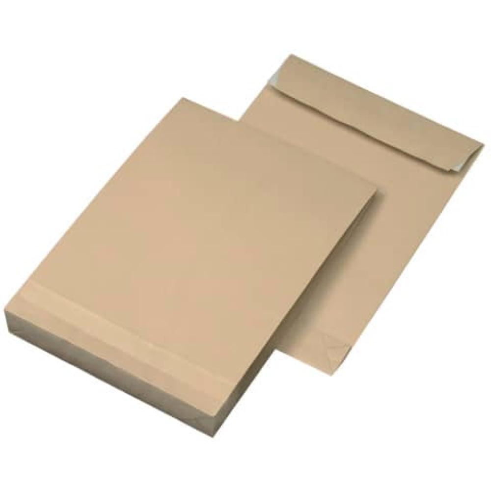 Faltentaschen B4, ohne Fenster 40 mm-Falte Klotzboden haftklebend braun 130 g qm 250 Stück MAILMEDIA 30007367 (400392839