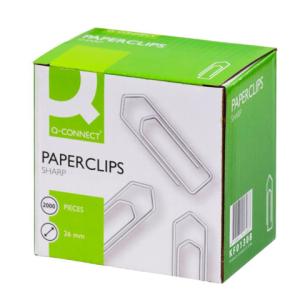 Büroklammern 26 mm glatt 2000 Stück Q-CONNECT KF01308 (5705831013087)