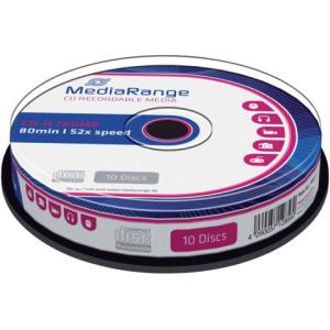 CD-R Rohlinge 700MB 80Min 52-fach Spindel Packung mit 10 Stück MEDIARANGE MR214 (4260057128560)