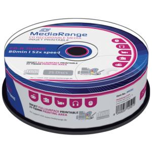 CD-R Rohlinge 700MB 80Min 52-fach Spindel bedruckbar Packung mit 25 Stück MEDIARANGE MR202 (4260057125019)