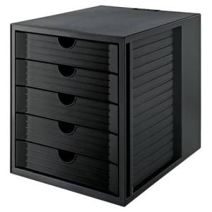 Schubladenbox SYSTEMBOX KARMA A4 C4, 5 geschlossene Schubladen öko-schwarz HAN 14508-13 (4012473145825)