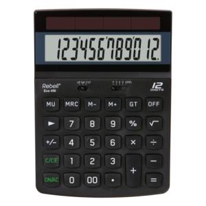 Tischrechner Eco 450, 100% Solar einzeilig 12 Stellen 132x184x34mm schwarz REBELL RE-ECO 450 (8595179504111)