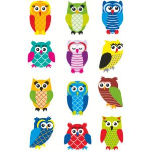 Schmucketikett MAGIC Eulen 12 Stück bunt gittery HERMA 3224 (4008705032247)